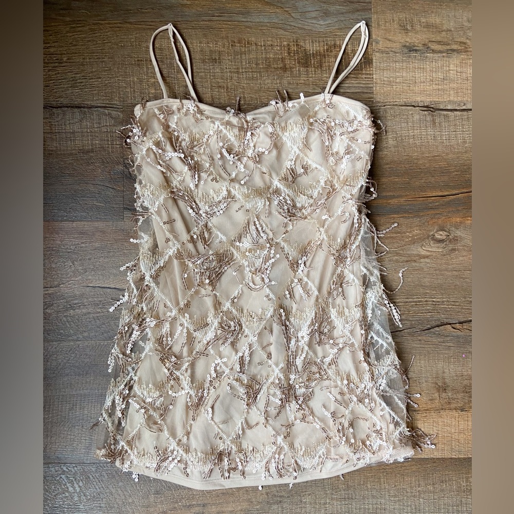 Gold Fringe Lucy in the Sky Homecoming/Formal Dress